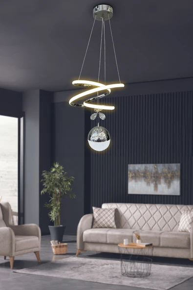 Eylül Tek Toplu Led Avize 2 mt - Salon & Oturma Odası Avizesi - 4
