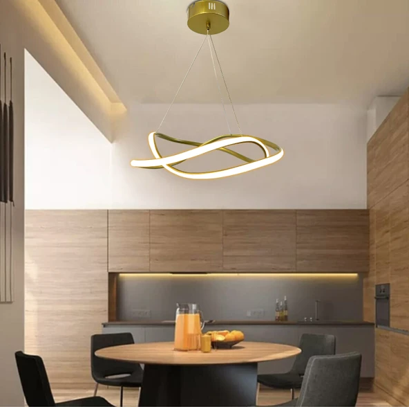 Dalga Modern Sarkıt Led Avize Salon Oturma Odası Mutfak Avizesi - 7