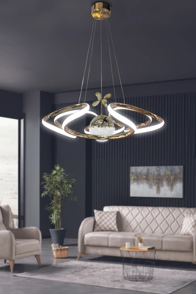 Dron Modern 4 Kol Tek Top Sarkıt Power Led Salon & Oturma Odası Avizesi - 4