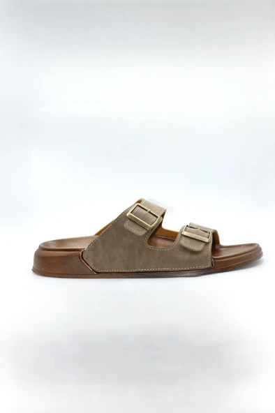 Erkek Vizon Çift Bantlı Anatomik Günlük Terlik