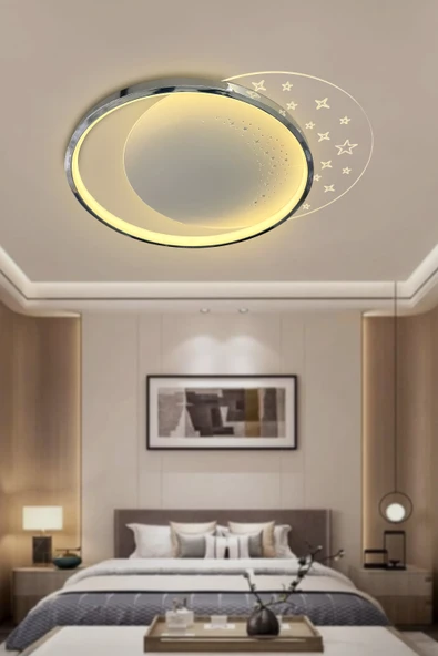 Dolunay Çocuk Odası Modern 3 Renk Yüksek Işık Gücü Plafonyer Tavana Yapışık Led Avize