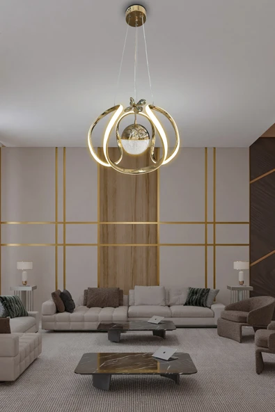 Arya Tek Toplu Led Avize 2 mt - Salon & Oturma Odası Avizesi - 6