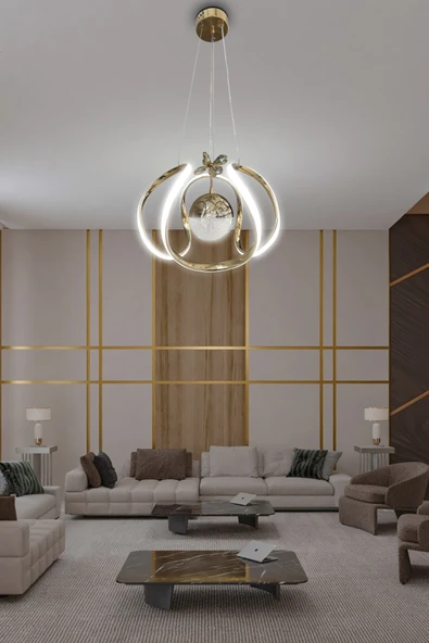 Arya Tek Toplu Led Avize 2 mt - Salon & Oturma Odası Avizesi - 5