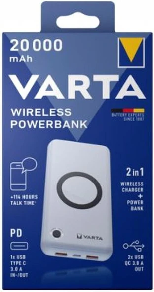 Varta Sava- Wireless Power Bank 20.000 Mah Kablosuz Şarj Destekli - Resim 2
