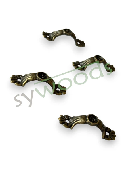 Dekoratif Mini Zamak Kulp 4 Adet Vidalı Kutu Aksesuar Antik Sarı - 4