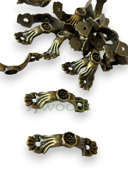 Dekoratif Mini Zamak Kulp 4 Adet Vidalı Kutu Aksesuar Antik Sarı