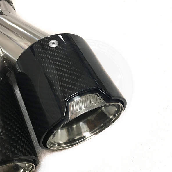 AKRAPOVİÇ Akrapoviç egzoz ucu parlak karbon bmw m logolu 90mm 4 lü sağ sol - 2