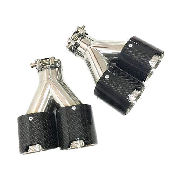 AKRAPOVİÇ Akrapoviç egzoz ucu parlak karbon bmw m logolu 90mm 4 lü sağ sol - 4