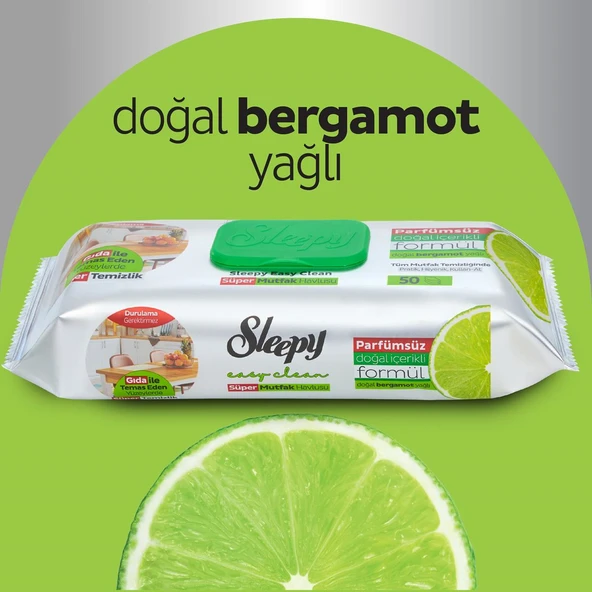 Sleepy Easy Clean Yüzey Temizlik Mutfak Havlusu -Mendili  50 Yaprak Bergomot Yağlı (9Lu Set) 450Yprk - 4