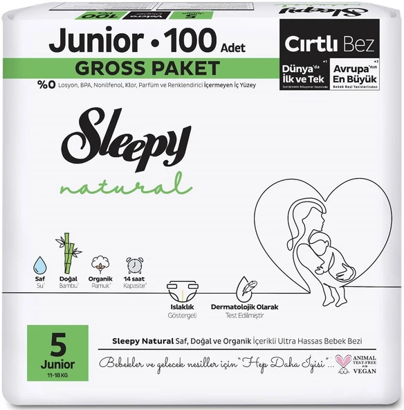 Sleepy Bebek Bezi Natural Beden:5 (11-18KG) Junior 156 Adet Ekonomik Ultra Pk - Resim 2