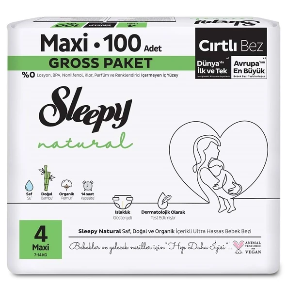 Sleepy Bebek Bezi Natural Beden:4 (7-14KG) Maxi 400 Adet Avataj Ultra Pk - Resim 4