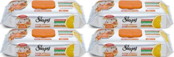 Sleepy Easy Clean Yüzey Temizlik Mutfak Havlusu -Mendili  50 Yaprak Portakal Yağlı (4Lü Set) 200Yprk
