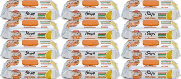 Sleepy Easy Clean Yüzey Temizlik Mutfak Havlusu-Mendili  50 Yaprak Portakal Yağlı (12Li Set) 600Yprk