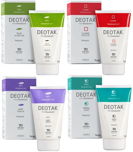 Deotak Krem Deodorant Unisex 35ML (Normal Cilt/Mentol/Hassas/Çay Ağacı Yağı) Karma (4 Lü Set)