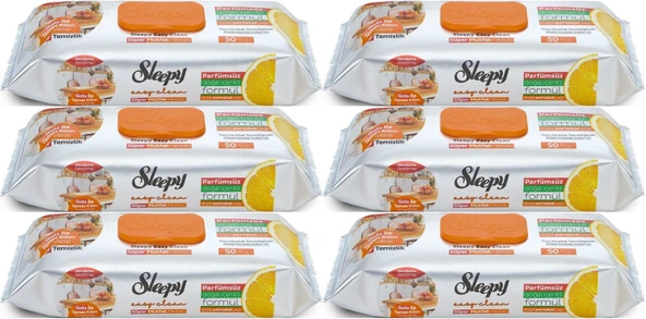 Sleepy Easy Clean Yüzey Temizlik Mutfak Havlusu -Mendili  50 Yaprak Portakal Yağlı (6Lı Set) 300Yprk