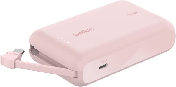 Belkin BoostCharge Power Bank, Entegre Kablolu Taşınabilir Şarj Cihazı 10K ürün görseli