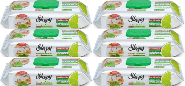 Sleepy Easy Clean Yüzey Temizlik Mutfak Havlusu -Mendili  50 Yaprak Bergomot Yağlı (6Lı Set) 300Yprk