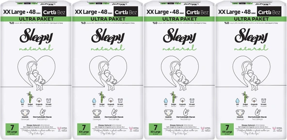 Sleepy Bebek Bezi Natural Beden:7 (20-30KG) XX Large 192 Adet Avataj Ultra Pk ürün görseli