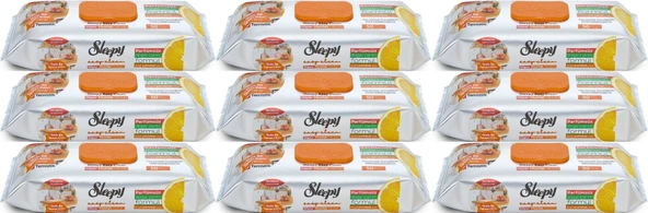 Sleepy Easy Clean Yüzey Temizlik Mutfak Havlusu -Mendili  50 Yaprak Portakal Yağlı (9Lu Set) 450Yprk