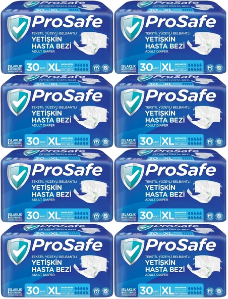 Prosafe Hasta Bezi Yetişkin Bel Bantlı Tekstil Yüzey XL-Extra Large Boy 240 Adet (8PK*30)