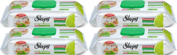 Sleepy Easy Clean Yüzey Temizlik Mutfak Havlusu -Mendili  50 Yaprak Bergomot Yağlı (4Lü Set) 200Yprk