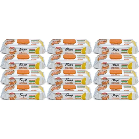 Sleepy Easy Clean Yüzey Temizlik Mutfak Havlusu-Mendili  50 Yaprak Portakal Yağlı (12Li Set) 600Yprk