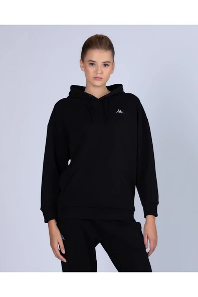 Logo Tallyn Kadın Siyah Regular Fit Hoodie
