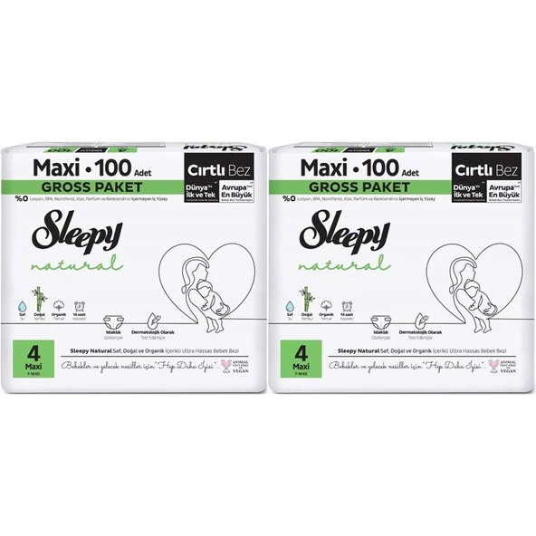 Sleepy Bebek Bezi Natural Beden:4 (7-14KG) Maxi 200 Adet Ekonomik Ultra Pk - Resim 2