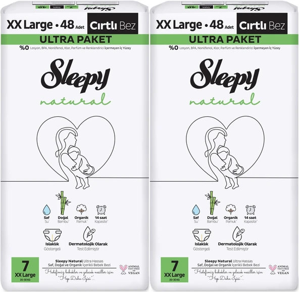 Sleepy Bebek Bezi Natural Beden:7 (20-30KG) XX Large 96 Adet Ekonomik Ultra Pk ürün görseli