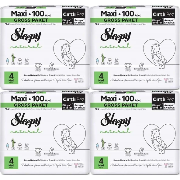 Sleepy Bebek Bezi Natural Beden:4 (7-14KG) Maxi 400 Adet Avataj Ultra Pk - Resim 2