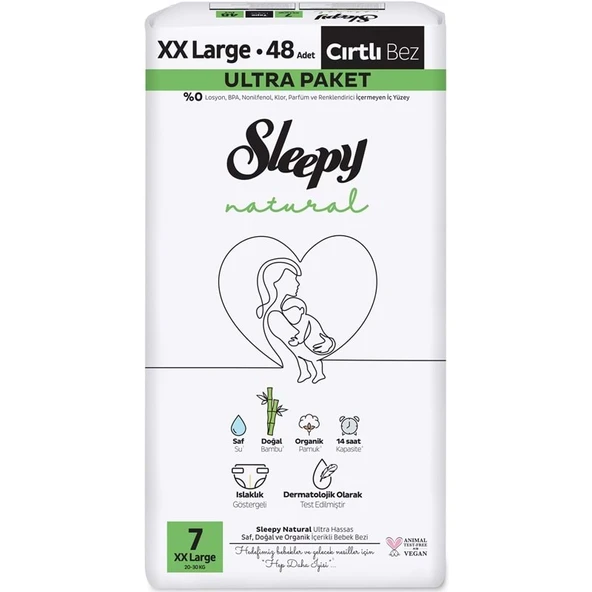 Sleepy Bebek Bezi Natural Beden:7 (20-30KG) XX Large 48 Adet Ultra Pk ürün görseli 1