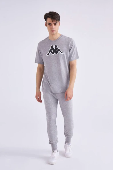 Logo Zobi Erkek Melanj-siyah-beyaz Regular Fit Tişört