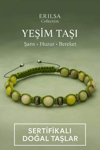Sertifikalı Yeşim ve Terahertz Doğal Taş Bileklik – Şans, Huzur ve Bereketin Uyumlu Gücü