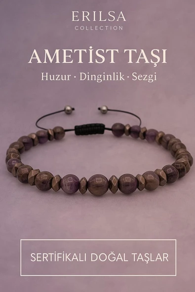 Sertifikalı Premium Ametist Taşı Bileklik – Huzur, Sezgi ve Ruhsal Dinginlik ürün görseli