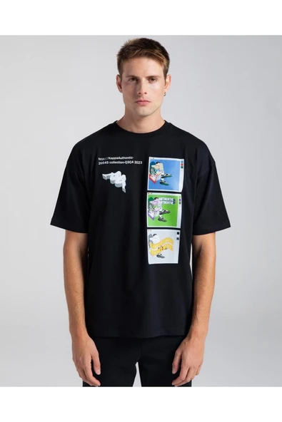 Authentic Graphik Gerry Erkek Siyah Comfort Fit Tişört