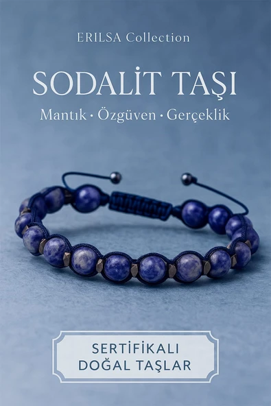 Sertifikalı Sodalit ve Terahertz Taşı Bileklik – Özgüven, Mantık ve Odaklı Şıklığın Güçlü Hali ürün görseli
