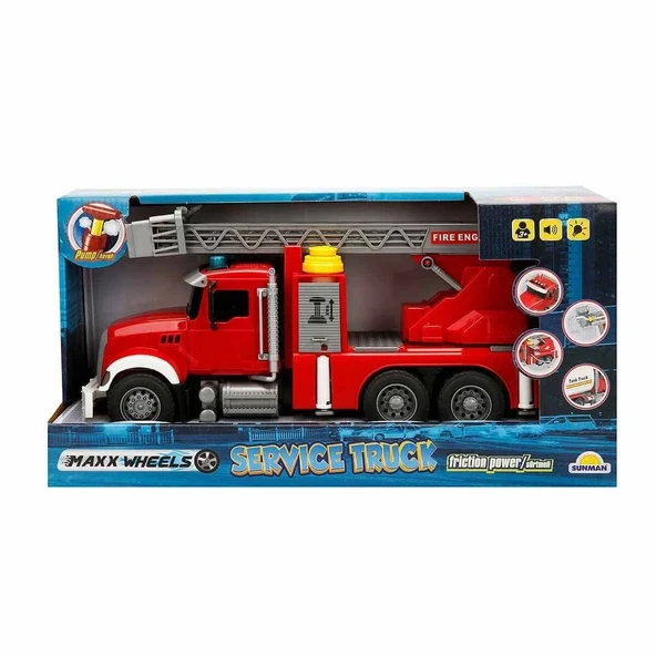 3326 Maxx Wheels Sesli Ve Işıklı İtfaiye Araçları -sunman - 1