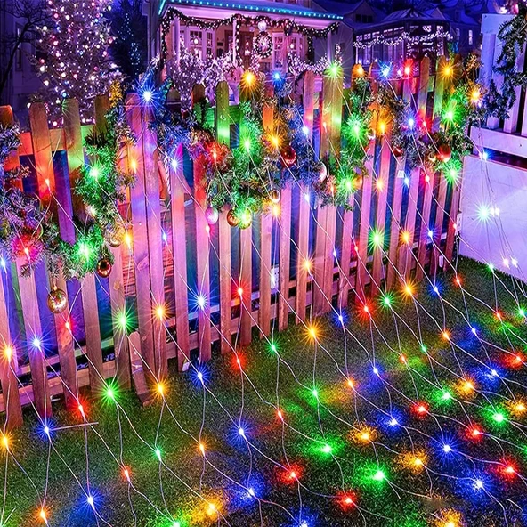 YÜKSEK KALİTE RENKLİ AĞ LED IŞIK ÖRÜMCEK AĞI LED IŞIK 2X2 m2 EKLEMELİ ANİMASYONLU MODLU 220 VOLT ürün görseli