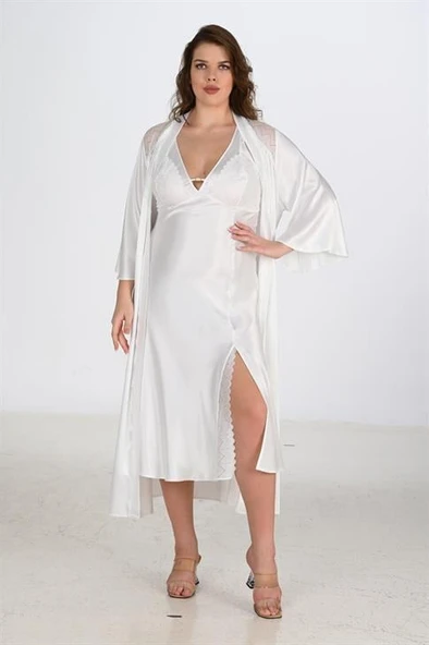 Aria's Closet 2li Ekru Sabahlık Takımı Bigsize 6224