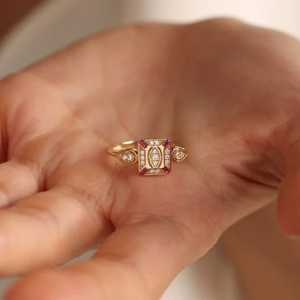 Victoria Altın Yüzük Yakut Taşlı - 3