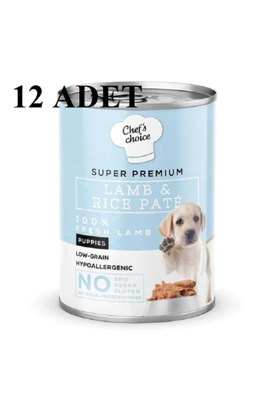 New Chefs Choice Lamb & Rice Pate Kuzulu Pirinçli Yavru Köpek Konservesi 400 gr X 12 ADET