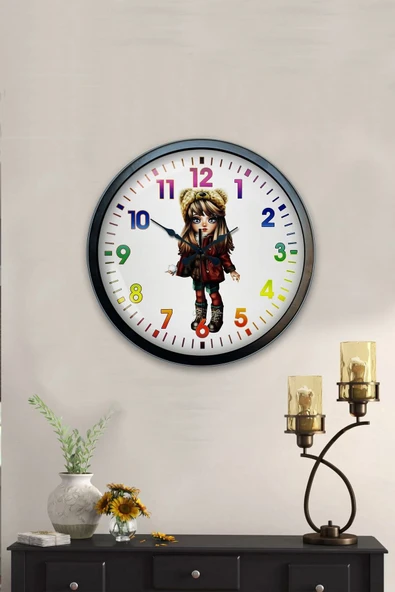 Kasva Concept 40 Cm Siyah Metal Iklim Temalı Duvar Saati