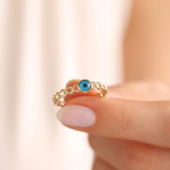 14 Ayar Altın Göz Yüzük Gurmet Chain - Resim 2