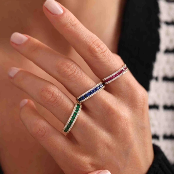 Yarım Tur Altın Yüzük Ruby - 4