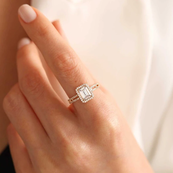 Sarı Altın Baget Yüzük Çift Kol ürün görseli 1