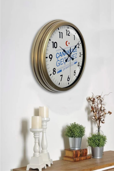 Kasva Concept 40 cm Eskitme Metal Çanakkale Hediyelik Duvar Saati