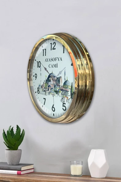 Kasva Concept Hediyelik 40 Cm Gold Metal Sayısız Duvar Saati - 2