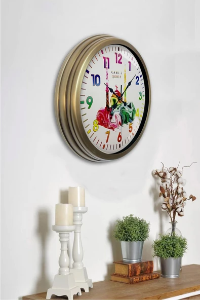 Kasva Concept 40 Cm Eskitme Metal Cami Şerif Hediyelik Duvar Saati