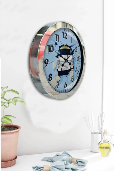 Kasva Concept 36 Cm Krom Metal Çiçek Abbas Duvar Saati - Resim 4