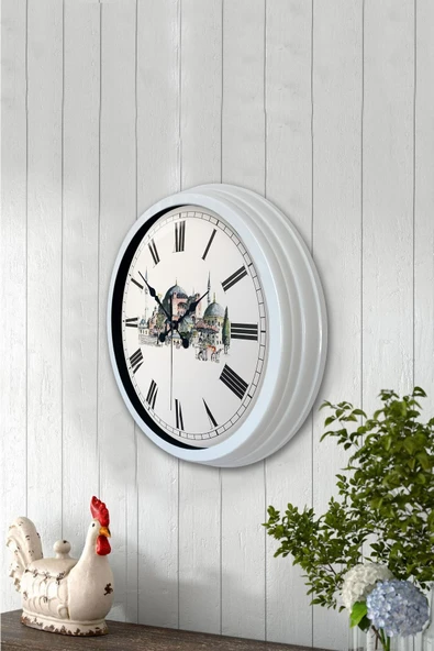 Kasva Concept 40 Cm Beyaz Metal Ayasofya Temalı Duvar Saati - 3